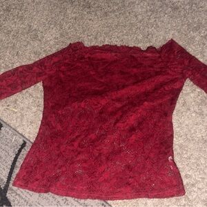 Elegant Red Lace Off-Shoulder Top